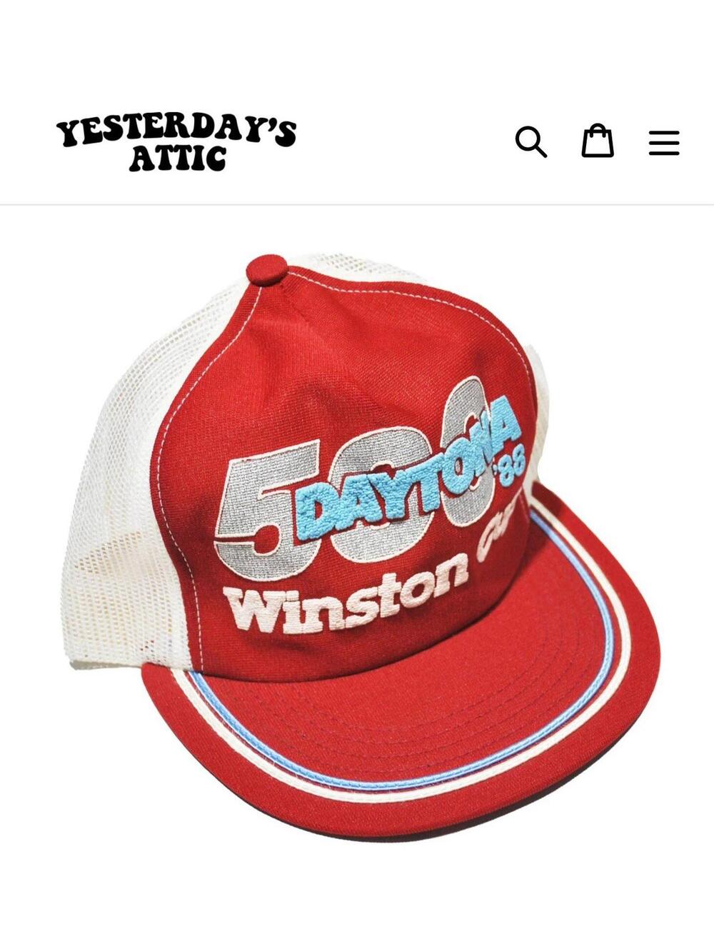 Vintage Daytona 500 1988 Winston Cup Racing 80s Trucker Red Snapback
